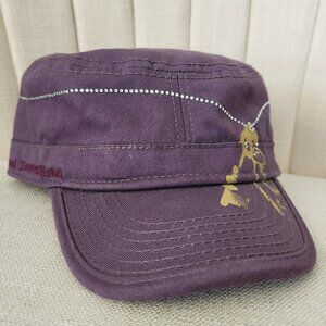 HOLLYWOOD TOWER HOTEL military style hat cap PURPLE rhinestones key Disney Parks